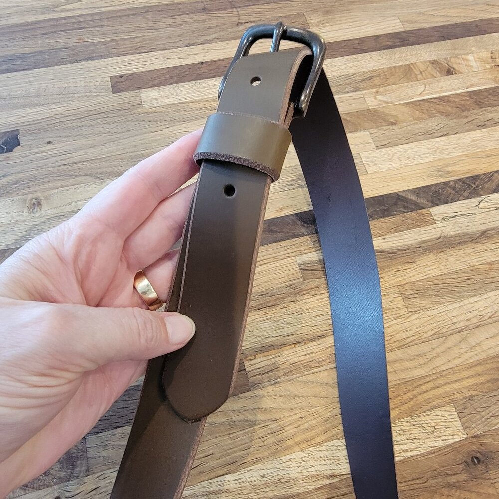 Banana Republic Rustic Split Cowhide Brown Leather Belt - Picture 4 of 12